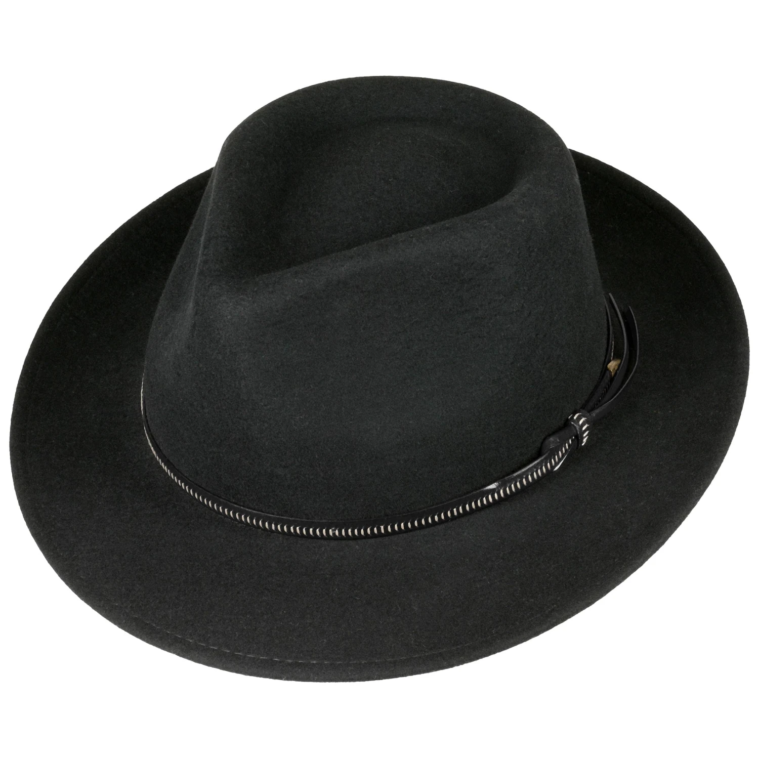 Fedora Wollfilzhut mit Lederband by Lierys Fedora Wollfilzhut Mit Lederband By Lierys -Mode Hut Geschäft Fedora Wollfilzhut mit Lederband by Lierys schwarz schwarz.51757 1rf75