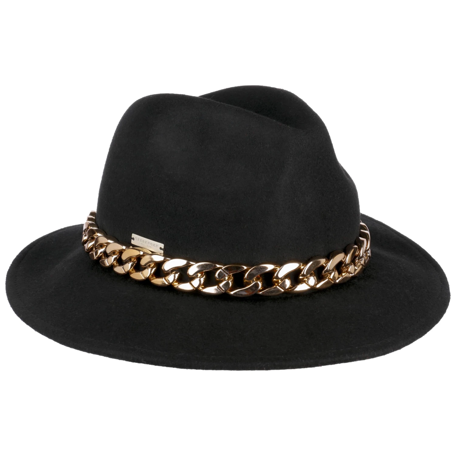 Fedora Wollhut mit Kette by Seeberger Fedora Wollhut Mit Kette By Seeberger -Mode Hut Geschäft Fedora Wollhut mit Kette by Seeberger schwarz.63269 rf4