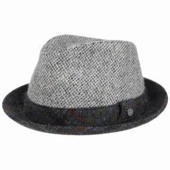 Harris Tweed Player Wollhut By Lierys -Mode Hut Geschäft Harris Tweed Player Wollhut by Lierys schwarz wei .51760 rf173