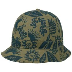 Hibiscus Print Bucket Baumwollhut By New Era -Mode Hut Geschäft Hibiscus Print Bucket Baumwollhut by New Era oliv.59735 rf14