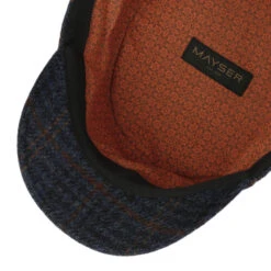 Mode Hut Geschäft -Mode Hut Geschäft Shetland Wool Check Armycap by Mayser blau.63492 2rf2